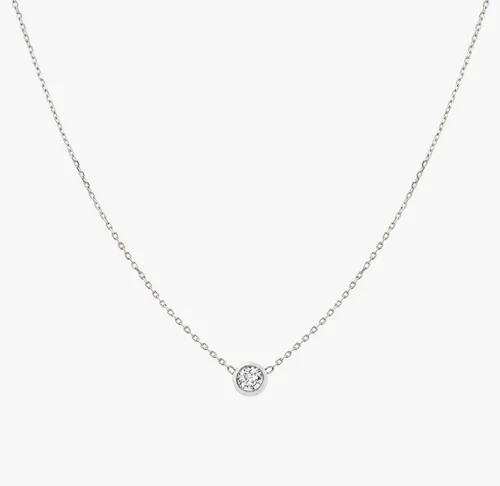 Vista 6 de ASCOMY Delicado collar con colgante solitario de diamante de circonita cúbica para mujer, chapado en oro de 14 quilates, redondo y cuadrado