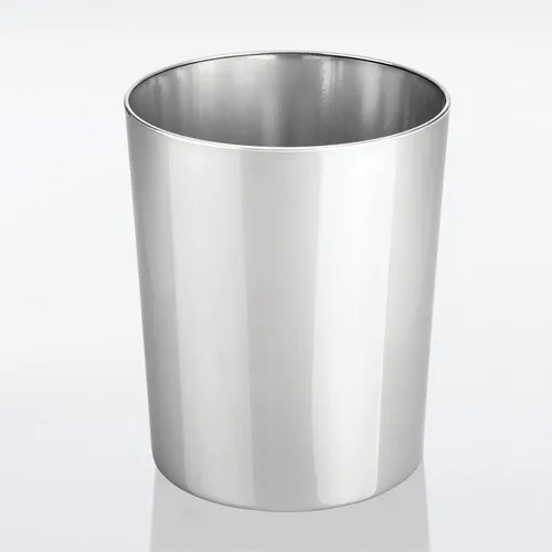 Vista 5 de mDesign Round Metal Small 1.7 Gallon Recycle Trash Can Wastebasket, Garbage Container Bin for Bathrooms, Kitchen, Bedroom, Home Office - Durable