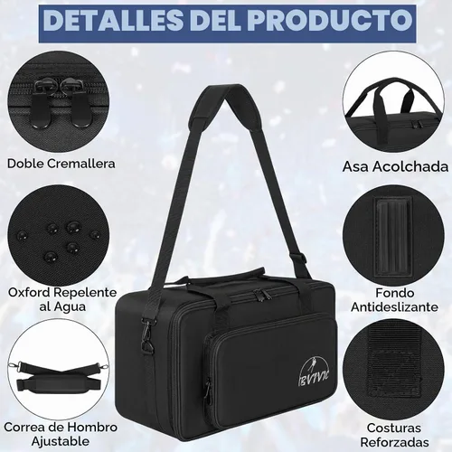 Vista 3 de IBVIVIC Bolsa para Focos de 4 Par 5/16' Pañalera Acolchada para Iluminación de Escenario con Separadores, Asa, Correas, Negra