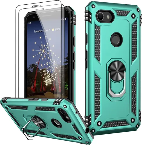 Vista 104 de LUMARKE para Google Pixel 3A XL - Funda con protector de pantalla, funda protectora grado militar probada contra caídas de 16 pies con soporte