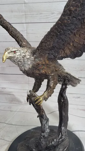 Vista 4 de EUROPEAN BRONZE Pesca voladora Águila calva Arte militar Estatua de mármol de bronce patriótico americano brillo fundido en caliente hecho a mano