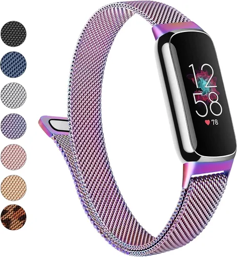 Vista 16 de Correa de metal para Fitbit Luxe para mujeres y hombres, correa de repuesto magnética ajustable de malla de acero inoxidable compatible con Fitbit