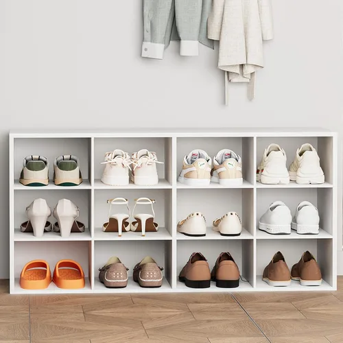 Vista 13 de Aenuert Zapatero de 9 cubos, organizador de zapatos de madera de 3 niveles, banco organizador de zapatos multifuncional para entrada, vestíbulo