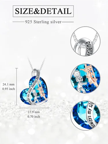 Vista 34 de Collar de plata de ley para hermanas, joyas de cumpleaños para hermanas y amigas