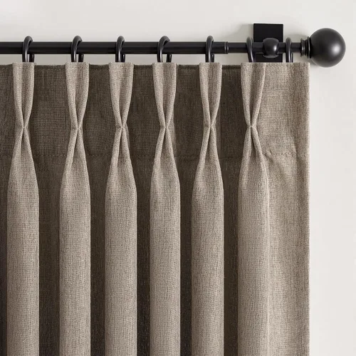 Vista 26 de 2 paneles de cortinas plisadas de lino beige de 84 pulgadas de largo, para dormitorio y sala de estar, cortina plisada con ganchos y pestaña trasera