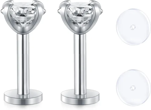 Vista 19 de D.Bella Retenedores de piercing transparentes de 16G para cartílago flexible para hélix, daith, rook, tragus, retenedor de aretes Bioflex, nariz