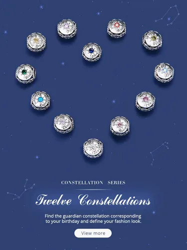 Vista 6 de FAEFASH - Abalorio para pulsera de plata de ley 925 con forma de estrella, 12 constelación de horóscopo para pulsera Pandora, cumpleaños para mujer