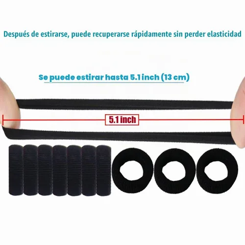 Vista 5 de Cintas elásticas para el pelo de bebé, bandas elásticas para el cabello pequeñas para niñas, bandas elásticas para coletas (negro)