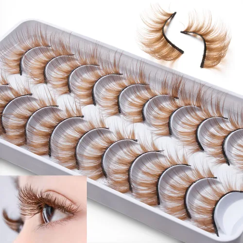 Vista 16 de Pestañas Postizas Blancas de Halloween Herramientas de Extensión de Pestañas Blancas para Ojos Anime Cosplay Maquillaje de Aspecto Natural Pestañas