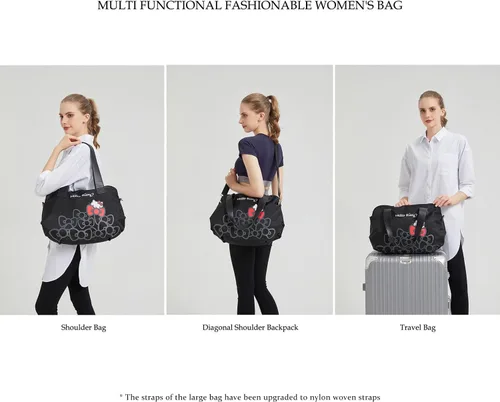 Vista 22 de AmBealla Bolsas de viaje con cremallera, bolsa de fin de semana, ligera para mujer, bolsa de lona para llevar en el gimnasio, trabajo