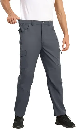 Vista 4 de Pantalones cargo para hombre, impermeables, de secado rápido, para senderismo, viajes, pesca, con 5 bolsillos