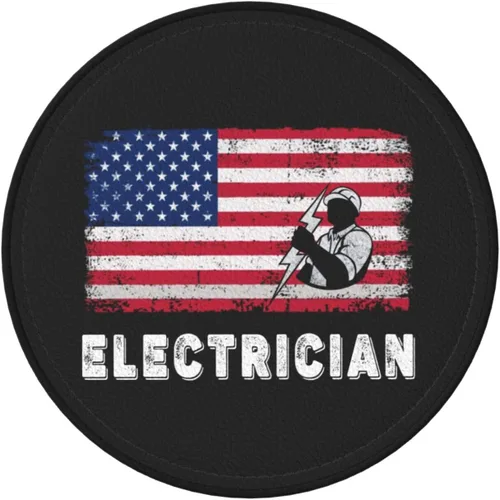 Vista 9 de Juego de 6 posavasos con soporte para electricista con bandera estadounidense, tapete de piel sintética para cocina, bar, mesa, escritorio
