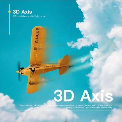 Vista 3 de Avión RC de control remoto de 5 canales J3-CUB de Park10 Toys para adultos con motor sin escobillas 1406 al aire libre, avión de ala fija de 3D6G