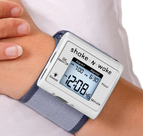 Vista 2 de Tech Tools Reloj despertador vibratorio - Shake N Wake - Reloj de pulsera con alarma silenciosa - con alarma dual
