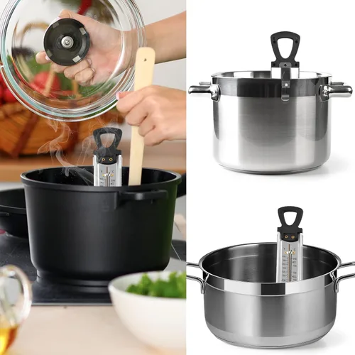 Vista 5 de Termómetro de acero inoxidable para freír alimentos, 2 unidades, con clip y agujero para colgar