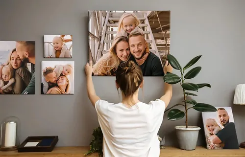 Vista 3 de Impresiones en lienzo personalizadas con tus fotos, impresión personalizada de foto a lienzo, imagen personalizada de 8 x 8 pulgadas, lienzo
