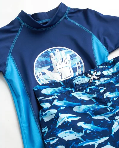 Vista 3 de Body Glove Conjunto de protección contra erupciones para niños, 2 piezas, camiseta de natación y traje de baño UPF 50+ (4-7)