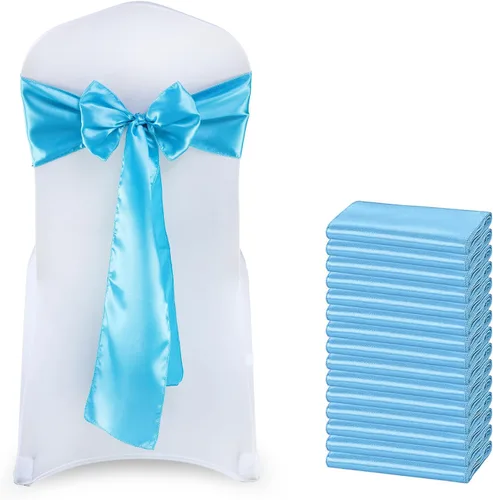 Vista 45 de Juego de 50 listones para sillas, de la marca MDS, Satin, Azul marino, 50