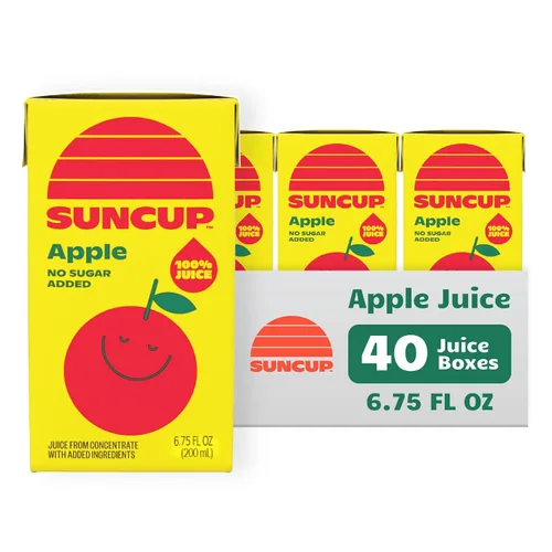 Vista 12 de SunCup Juice - Jugo de manzana (paquete de 40) Caja de jugo de 4.23 onzas con pajita, mezcla de manzana sin azúcar añadida para niños, paquete a