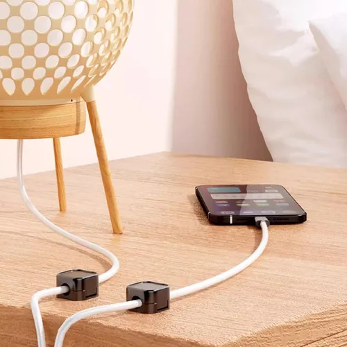 Vista 5 de IFNOW Paquete de 6 clips magnéticos para cables para mesita de noche, soporte de cable autoadhesivo en blanco y negro, clip ajustable para negro