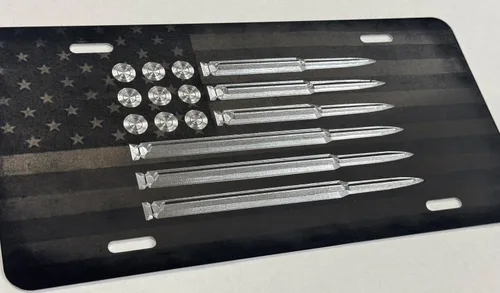 Vista 6 de Combo Laser & Diamond Etched - Placa de matrícula delantera con diseño de bandera de EE. UU