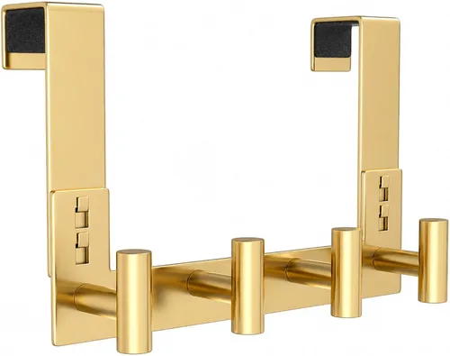 Vista 27 de HUFEEOH Paquete de 1 soporte negro para puerta con 4 ganchos en T