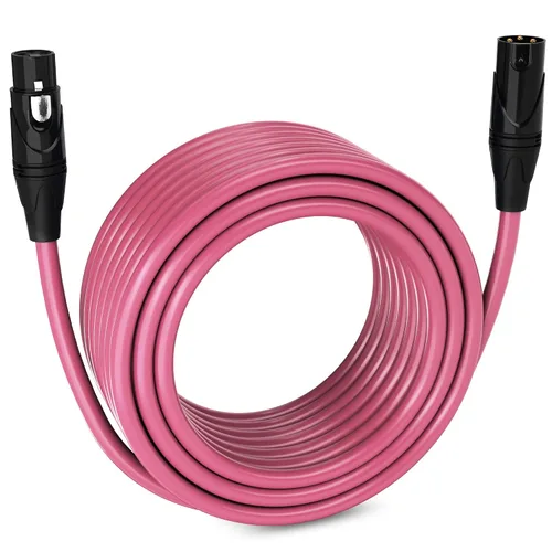 Vista 108 de LyxPro Cable de micrófono XLR hembra a macho de ángulo recto de 3 pines de 1.5 pies para altavoces amplificados, interfaz de audio, rendimiento