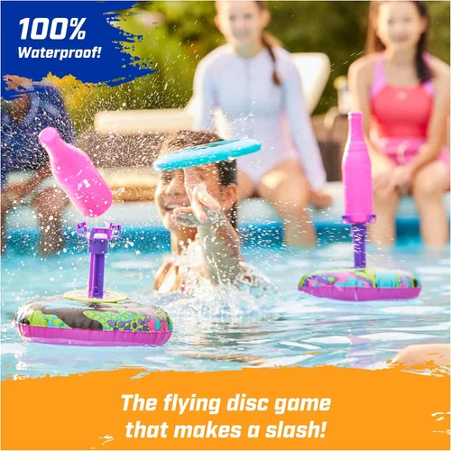 Vista 3 de SwimWays Hydro Bottle Splash, juguetes de piscina para niños y adultos, juego de piscina con disco para lanzar, juguetes al aire libre para niños