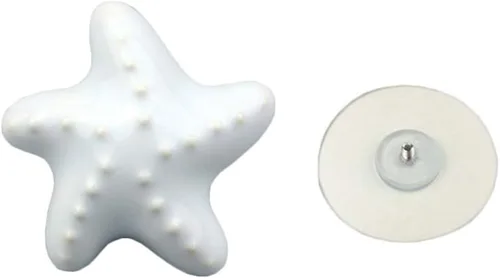 Vista 9 de Vpang 2 pomos de cerámica autoadhesivos para gabinete, diseño de estrella de mar, forma de concha, corazón, cajón, ayudante, ayudante, cocina