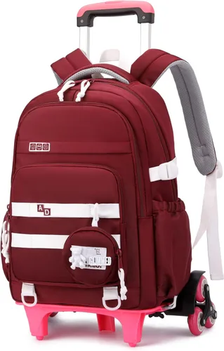 Vista 12 de Mochila con ruedas para niñas, mochila con ruedas para niños, mochila escolar con ruedas 2 ruedas - negro