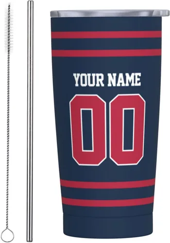 Vista 24 de Arizona - Vaso aislado personalizado con número de nombre, vasos de fútbol personalizados con pajita, taza de viaje personalizada para café, regalos
