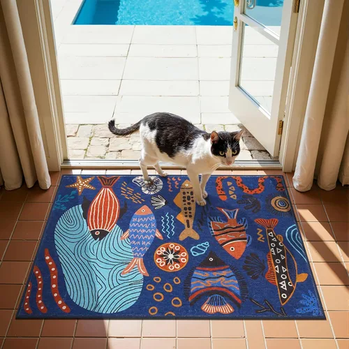 Vista 72 de jinchan Alfombra a rayas de 2 x 3 para entrada, alfombra de cocina, tapete pequeño, antideslizante, ligero, de bajo perfil, decoración para entrada