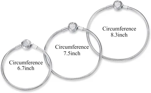 Vista 2 de FOREVER QUEEN Pulsera con dije de plata de ley 925, pulsera básica de cadena de serpiente para mujeres y niñas, pulsera de firma con cierre redondo