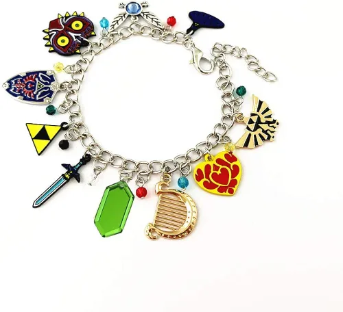 Vista 3 de HYTAIBB Pulsera con dije de la familia Babylon Navi Majoras Sword Triforce Hylian The Legend of Zeld para niñas, mujeres y hombres, Metal, Aleación.
