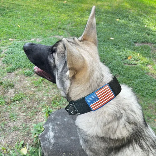Vista 7 de Collar táctico para perros de 2 pulgadas de ancho con asa de control, ajustable para perros medianos y grandes, estilo militar con hebilla de metal