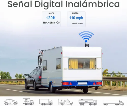 Vista 6 de Sistema de cámara de respaldo inalámbrico HD 1080P 9 pulgadas, DVR Quad Split Monitor, IP69 impermeable, cableado, cámaras de visión lateral