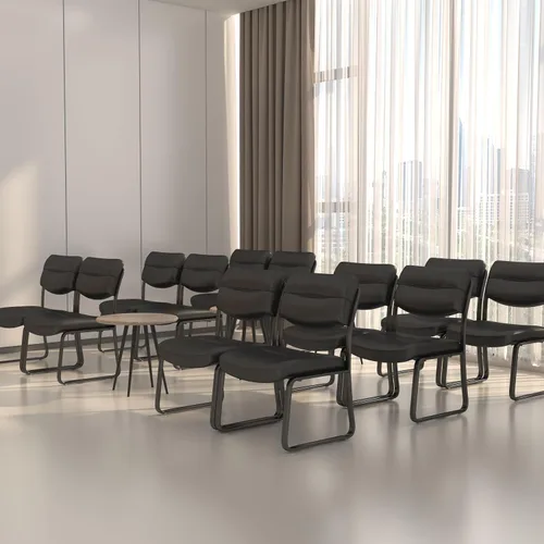 Vista 2 de Boss Office Products B9539 Silla lateral con base de trineo de cuero, color negro, 250
