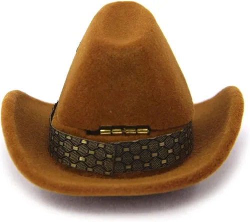 Vista 4 de Colaxi Bonita caja de almacenamiento de anillos con forma de sombrero de vaquero exquisito soporte de aretes para el día de San Valentín, propuesta