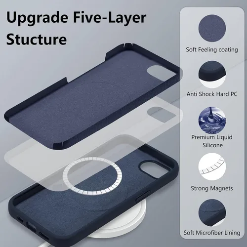 Vista 509 de Funda magnética de silicona para iPhone 13 Pro, color blanco antiguo [Compatible con Magsafe] [Forro de microfibra suave antiarañazos], funda
