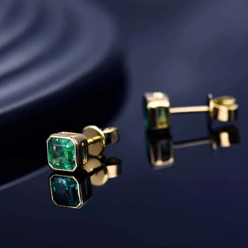 Vista 6 de Lanmi - Pendientes de oro blanco amarillo de 14 quilates con diamantes naturales para mujeres y niñas