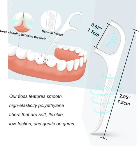 Vista 6 de Paquete de 2 dispensadores de hilo dental portátiles (150 púas de repuesto), estuche compacto de hilo dental de una sola presión para viajes