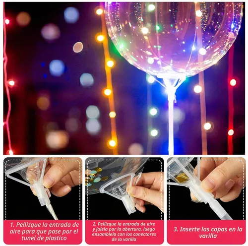 Vista 3 de Charniol - 25 palos de globo con tazas, palos para sostener globos