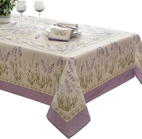 Vista 8 de Home Bargains Plus Provence - Juego de 8 servilletas cuadradas, estampado floral de campo de lilas Blanchard, resistentes a las arrugas y a
