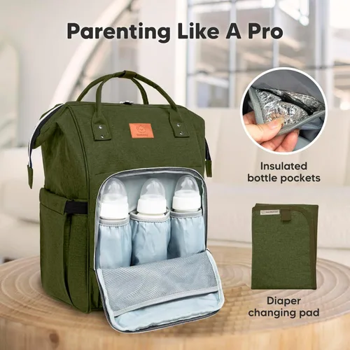 Vista 4 de KeaBabies D-Lite - Mochila para pañales y envoltura para bebé, impermeable, multifunción, para viajes, fácil de llevar, ajustable, para recién