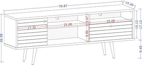 Vista 3 de Manhattan Comfort Liberty Collection - Soporte de TV moderno de mediados de siglo con un armario y dos estantes abiertos con patas abiertas, Madera