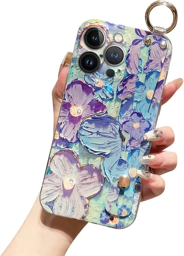 Vista 13 de Funda compatible con iPhone 11, bonito soporte para correa, margarita floral Soporte de muñequera, diseño estético suave, asa de dedo ajustable