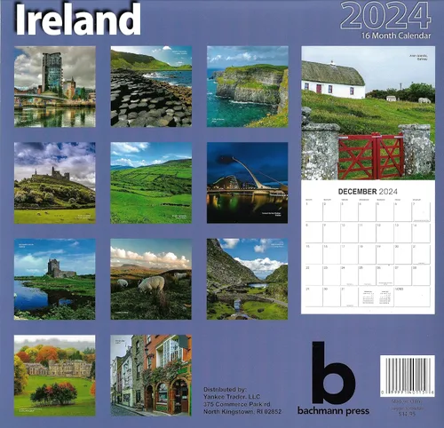 Vista 2 de Calendario de pared de tamaño completo de Irlanda 2024 para planificación, programación y organización
