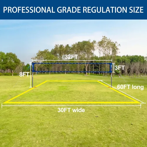 Vista 7 de Juego de red profesional de voleibol resistente para patio trasero al aire libre portátil con postes de puntuación de altura ajustable de aluminio