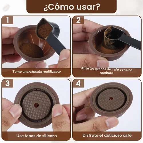 Vista 4 de 5 cápsulas de café reutilizables Vertuo, cápsulas de café recargables, compatibles con máquina de café Nespresso Ver0tuo, con 2 cápsulas de café