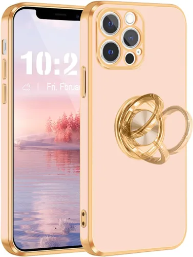 Vista 10 de Fingic Funda para iPhone 12 Pro, funda para iPhone 12 Pro con soporte de anillo, ajuste delgado, soporte de automóvil, protección a prueba